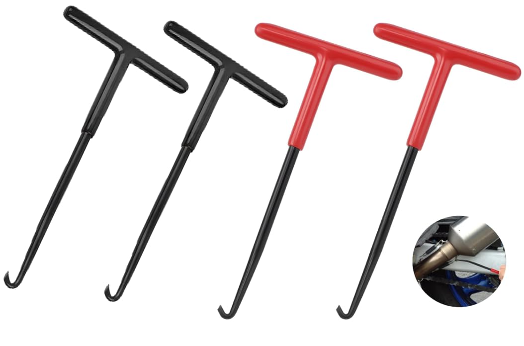 Kellegour Auspuff Federhaken,4 Stück Motorrad Federzieher Bremse,Bremse Federhaken Werkzeug,Stahl Federhaken,Motorrad Federspanner für Motorräder,Fahrräder,Trampoline,Roller(Rot,Schwarz)(16 x 8cm) von Kellegour