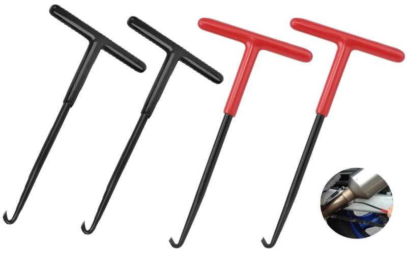 Kellegour Auspuff Federhaken,4 Stück Motorrad Federzieher Bremse,Bremse Federhaken Werkzeug,Stahl Federhaken,Motorrad Federspanner für Motorräder,Fahrräder,Trampoline,Roller(Rot,Schwarz)(16 x 8cm) von Kellegour
