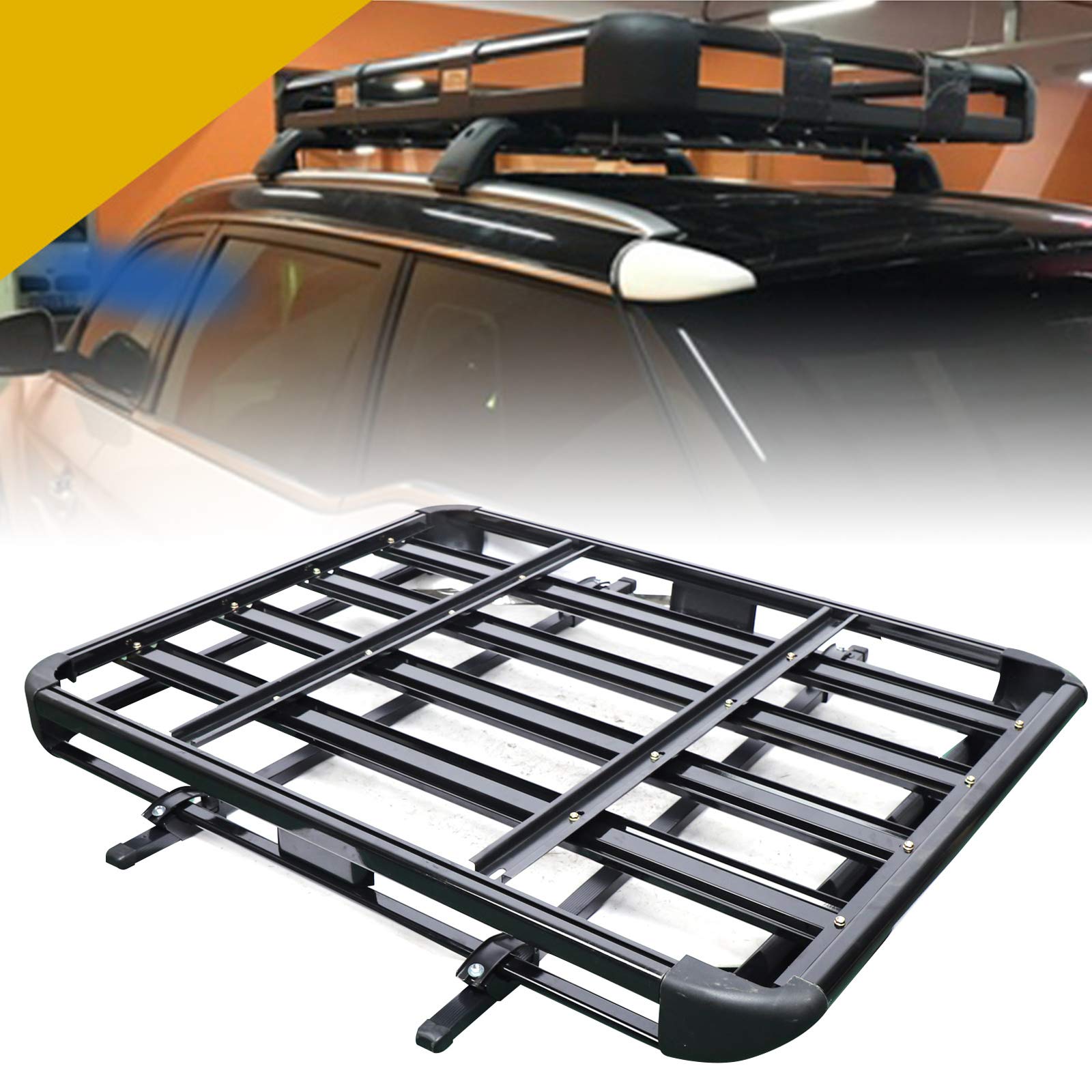 Universal Dachgepäckträger Schwarz Gepäck Fracht Relingträger Dachkorb Aluminiumlegierung Auto Dachträger mit Bars GepäckträgerKorb Gepäck Träger 127x97cm Universal Dachgepäckträger Schwarz Gepäck Fracht Relingträger Dachkorb Aluminiumlegierung Auto Dachträger mit Bars GepäckträgerKorb Gepäck Träger 127x97cm von KenSyuInt