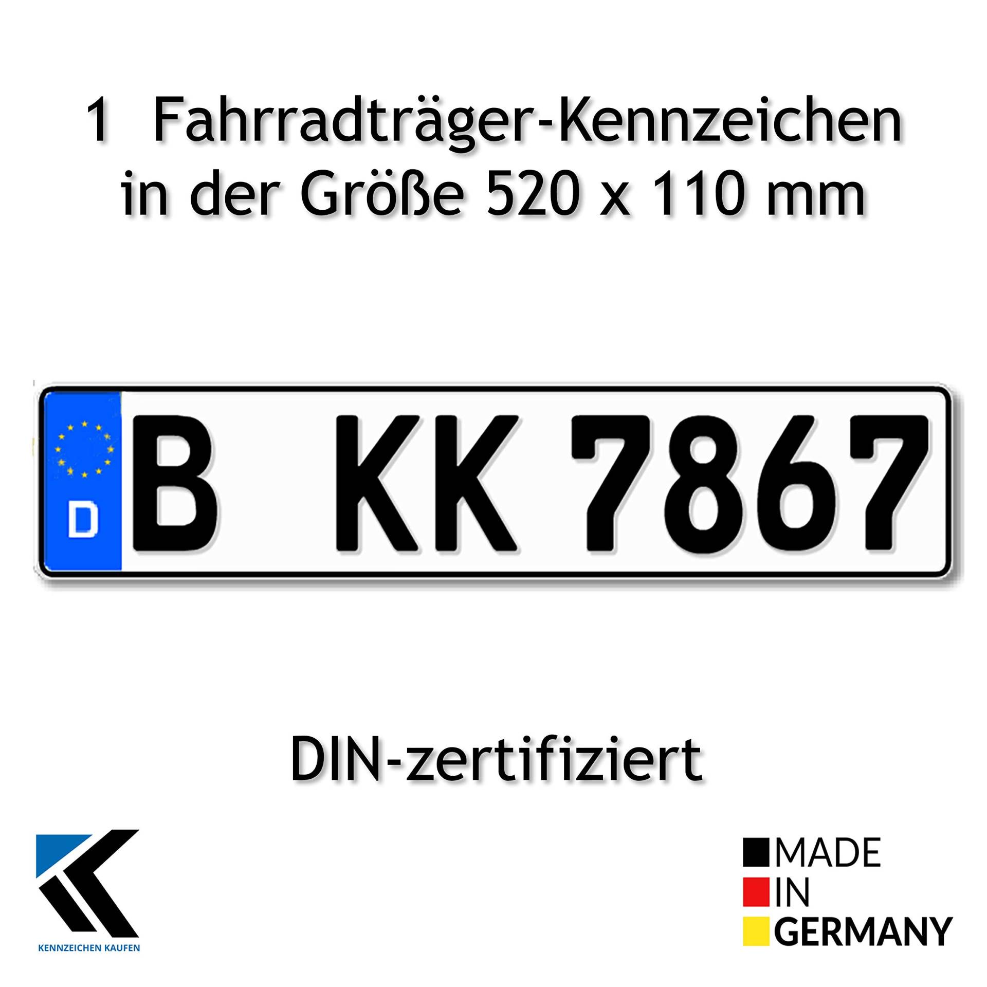 Euro-Kennzeichen | Kfz Kennzeichen DIN-zertifiziert für Deutschland (520x110 mm) (schwarze Schrift) von Flaow