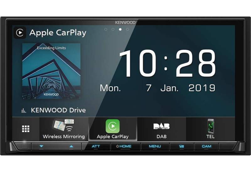 Kenwood DMX8019DABS 17,7 cm WVGA Digital Media Moniceiver mit DAB+, Wireless CarPlay, Android Auto, Wireless Android Mirroring, Wifi, Dual-USB, HI-Res Audio, kapazitiver Touchscreen von Kenwood