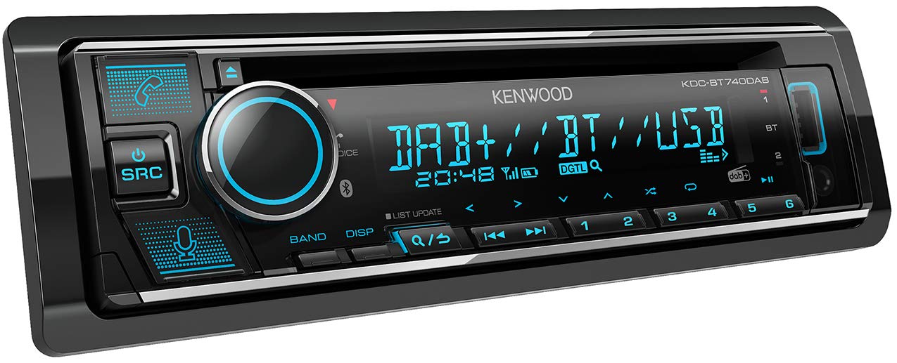 Kenwood KDC-BT740DAB - CD-Autoradio mit DAB+ & Bluetooth Freisprecheinrichtung (Alexa Built-in, USB, AUX-In, Hochleistungstuner, Soundprozessor, 4x50 W, VAR. Beleuchtung, DAB+ Antenne) von Kenwood