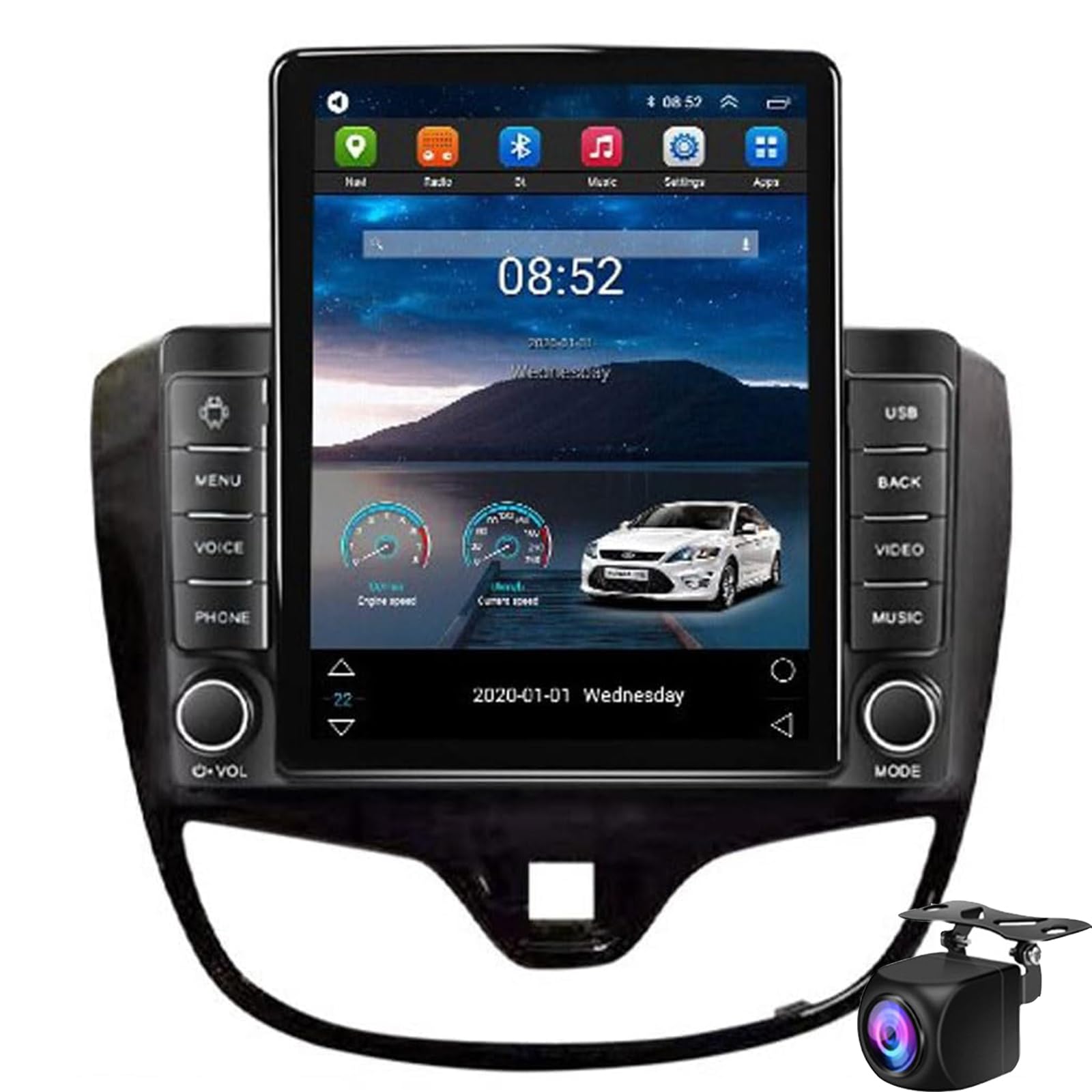 Android 14 Autoradio Doppel-Din Für O-pel Karl Vinfast Fadil 2017-2020 Navigation Plug-and-Play-Autoradio Stereo Bluetooth Navi GPS Unterstützt Volle Cinch-Ausgabe WIFI-Kamera(Color:8-Core 8+128G) von Keoaiob