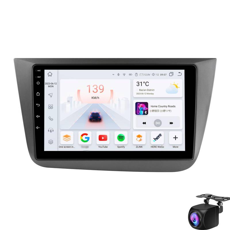 Android 14 Autoradio-Stereo Für Seat Altea 2004-2015/Toledo 2004-2009 GPS-Navigation Ultradünner Mainframe 9" IPS Touchscreen Auto-Navigationsvideo Mit Wifi Bluetooth Mirror Link USB-Rückf(Size:M300S) von Keoaiob
