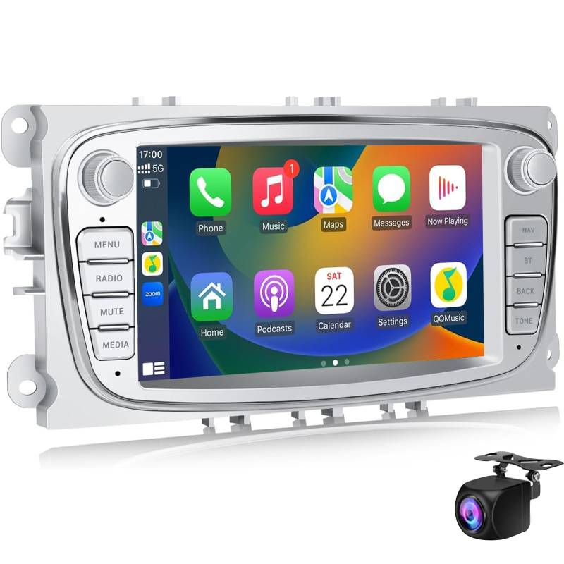 Android 14 Autoradio für F-ord Focus mk2 Mondeo Cmax Galaxy Smax Kuga mit Navi, 7 Zoll Bildschirm Touch Display Auto Radio mit Bluetooth RDS FM Navigation GPS WiFi USB USB WiFi FM Rückfah(Size:M400S) von Keoaiob