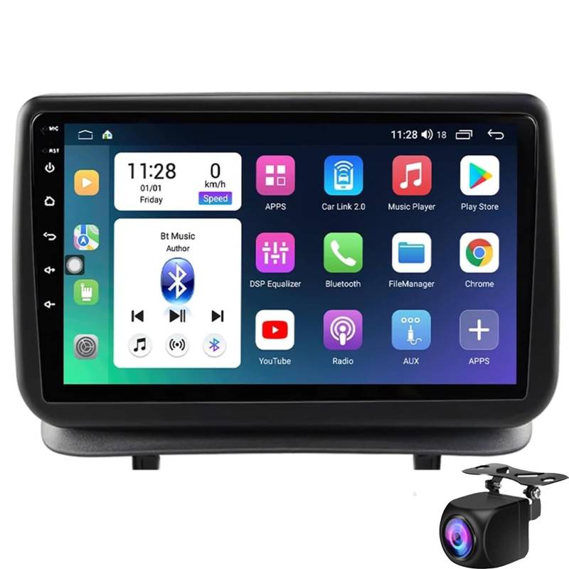 Android 14 Autoradio für Re-Nault Clio 3 2005-2014 9 Zoll Touchscreen Integriertes Carplay Android Automatische Lenkradsteuerung 4G WiFi Bluetooth mit Kamera(Size:M100S) von Keoaiob