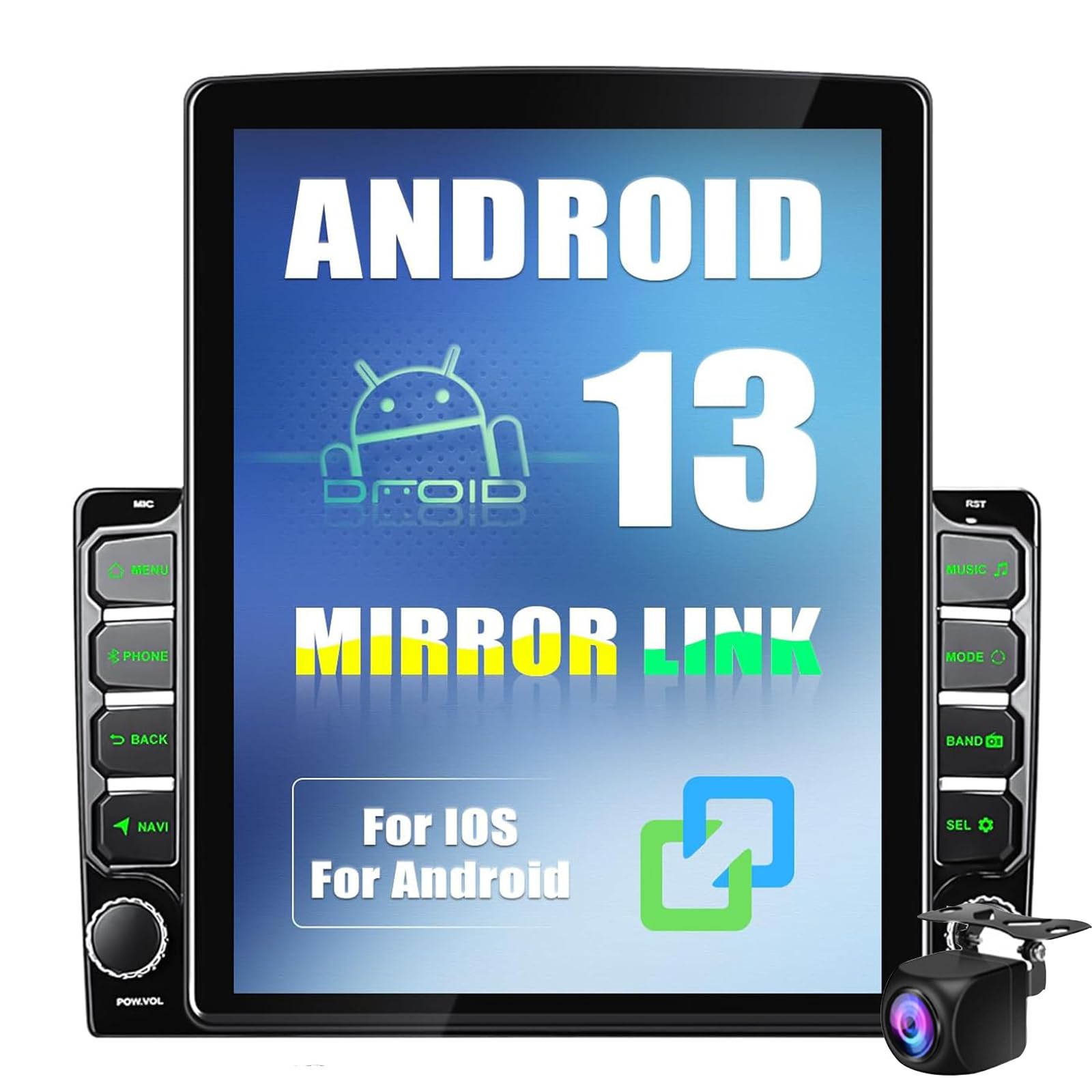 Android 14 Double Din Car Stereo Mit Wifi Gps Navigation, 9,7 "vertikaler Touchscreen Auto Radio Mit Ios/android Spiegel Link, Bluetooth Fm Radio Dual Usb Eingabe Swc+ Backup -kam(Color:8-Core 8+128G) von Keoaiob