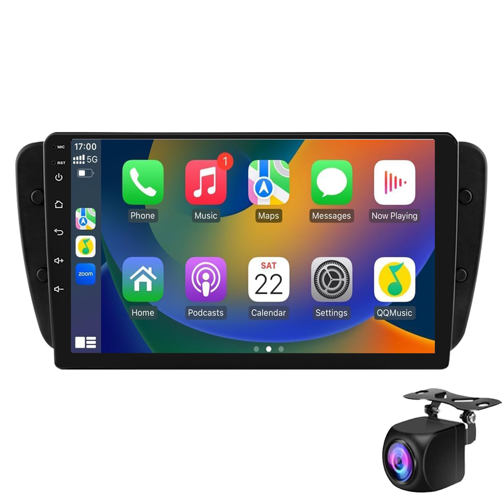 Android Autoradio Für S-eat Lbiza 2009–2013 Mit Kabellosem Carplay Android Auto 9-Zoll-Touchscreen-Autoradio Mit GPS-Navigation Bluetooth DSP Mirror Link WiFi FM RDS-Kamera Dual-USB(Color:M100S) von Keoaiob