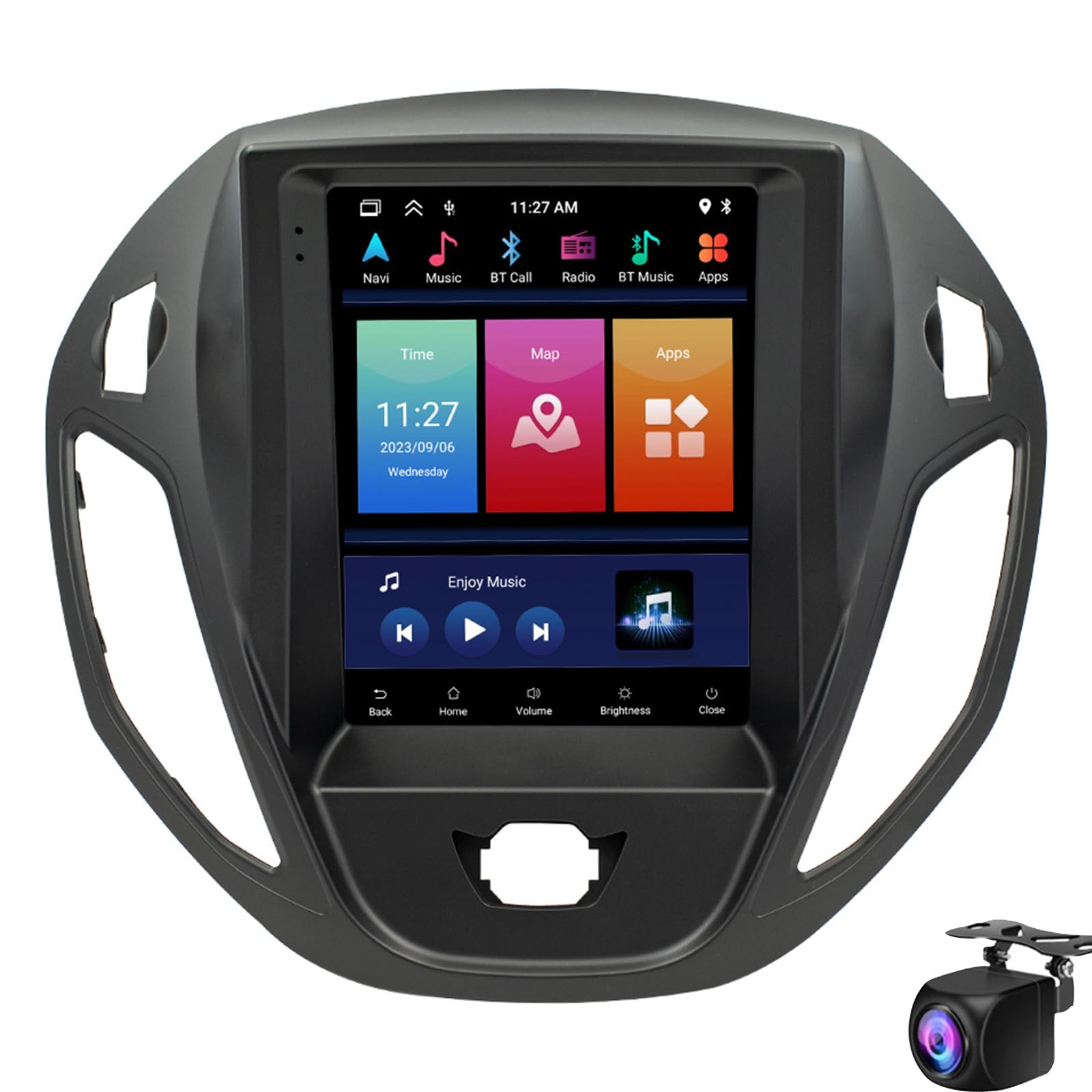 Android Autoradio für F-ord Tourneo Courier 2013-2021 Double Din 9,7 Zoll Touchscreen Navigation Autoradio mit GPS Bluetooth WiFi DSP Mirror Link FM RDS Radio, Rückfahrkamera(Color:4-Core 1+32G) von Keoaiob