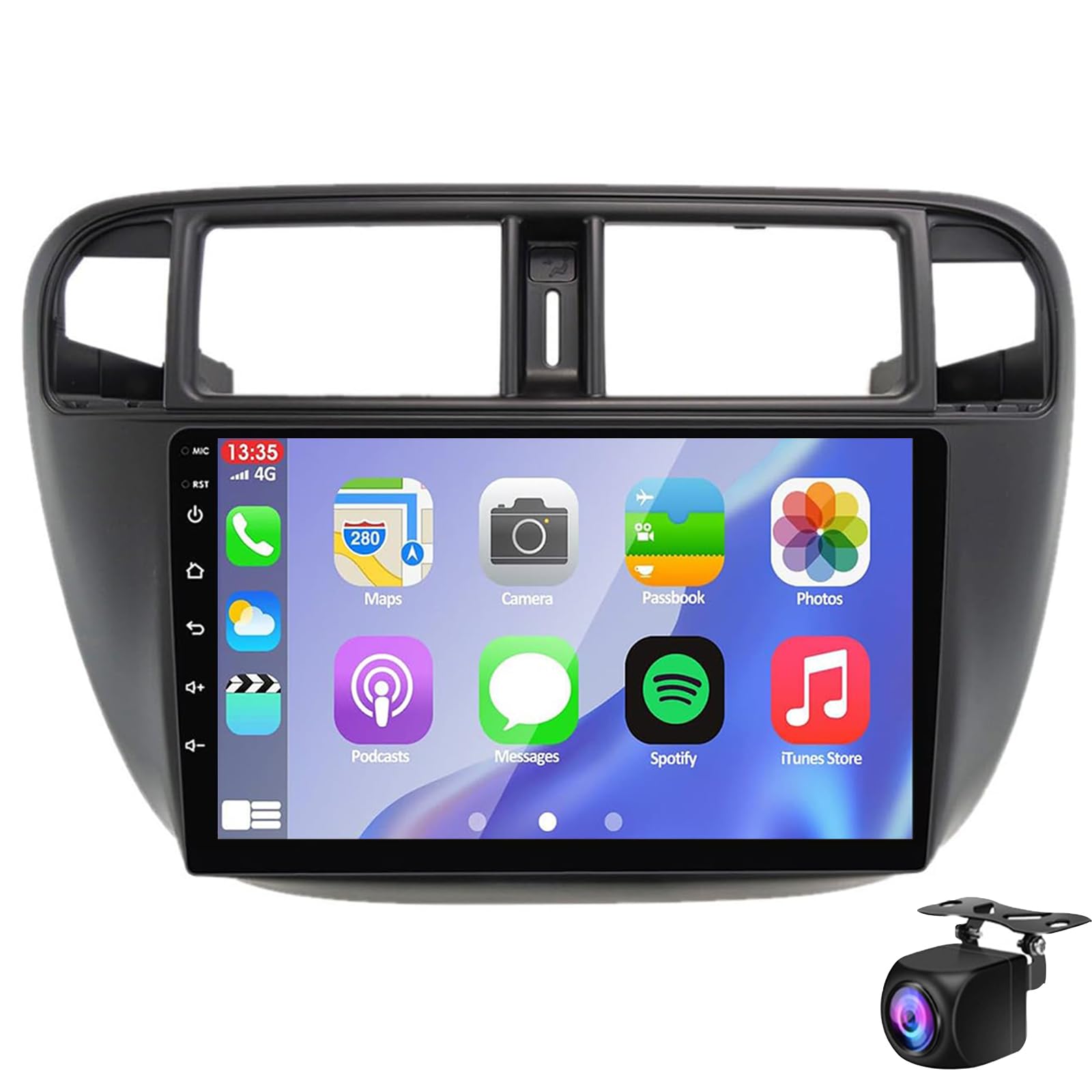 Android Car Stereo Für Civic (EJ/EK/EM)1995-2001 Mit Carplay Android Auto, 9 "hd-touchscreen-bildschirm Mit Bluetooth 5.0 Gps-navigation Unterstützung Fm/rds/eq Wifi Mirror Link + Ahd Back(Size:M100S) von Keoaiob