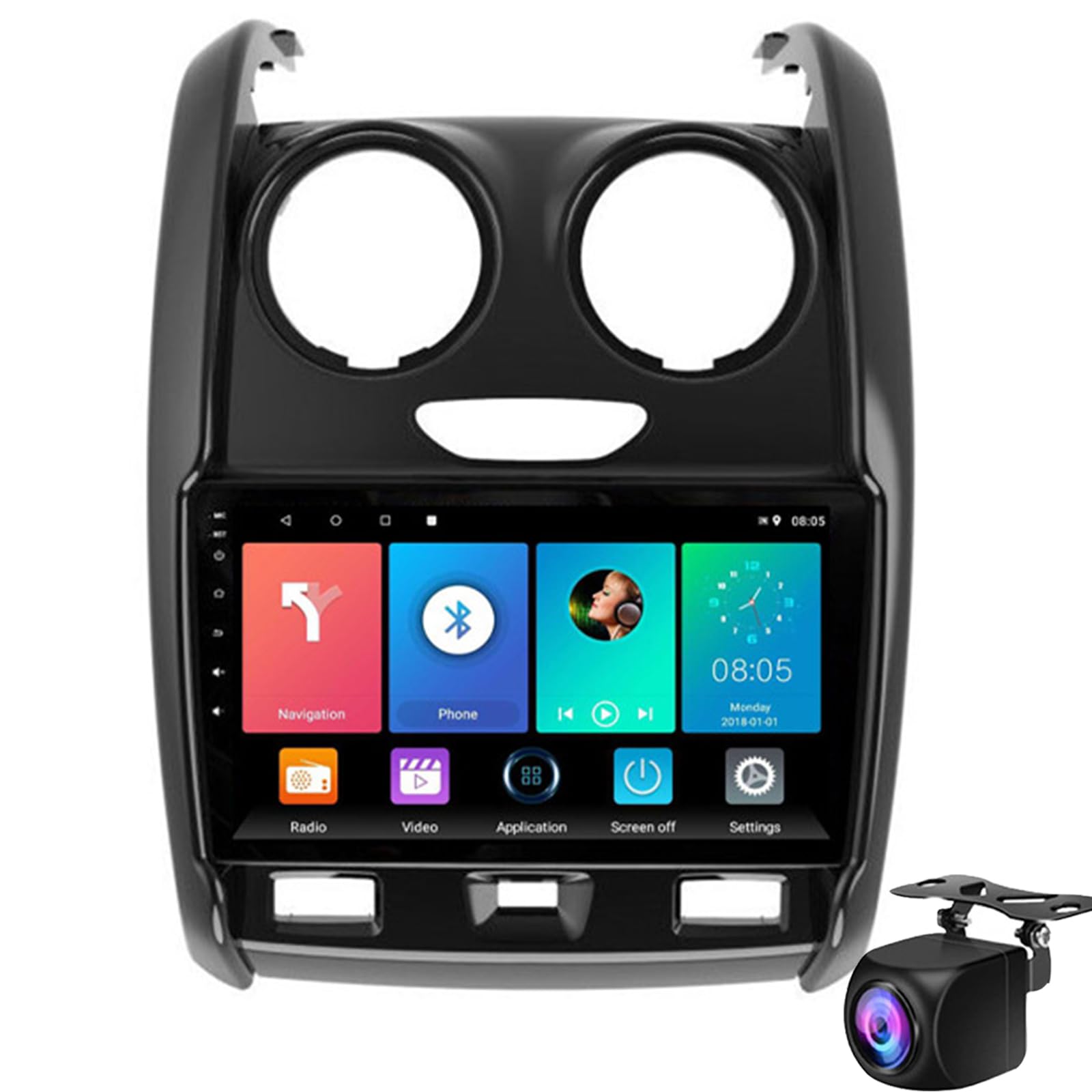Autoradio Für Renault Duster 2015-2020 Mit Carplay Android Auto Stereo, 9 Zoll Touchscreen Autoradio Mit GPS-Navigation Bluetooth FM HiFi WiFi Android Auto + AHD Rückfahrkamera(Size:M300S) von Keoaiob