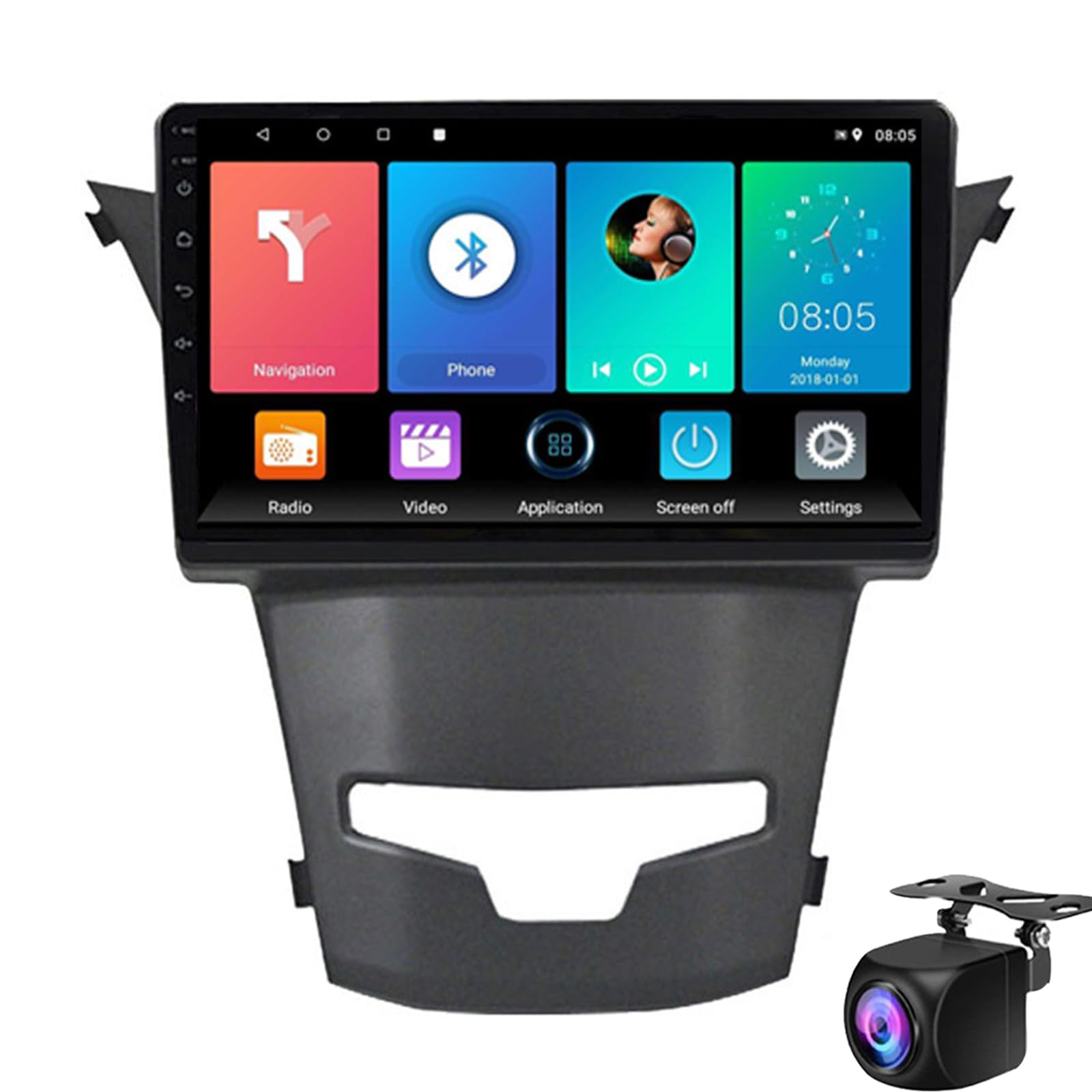 Autoradio Für Ss-angYong Korando 3 2013–2017, 9 Zoll Doppel-Din CarPlay Autoradio Android 14 Touchscreen-Radio Mit Bluetooth AHD-Rückfahrkamera GPS-Navigation Lenkradsteuerung(Size:M100CP) von Keoaiob