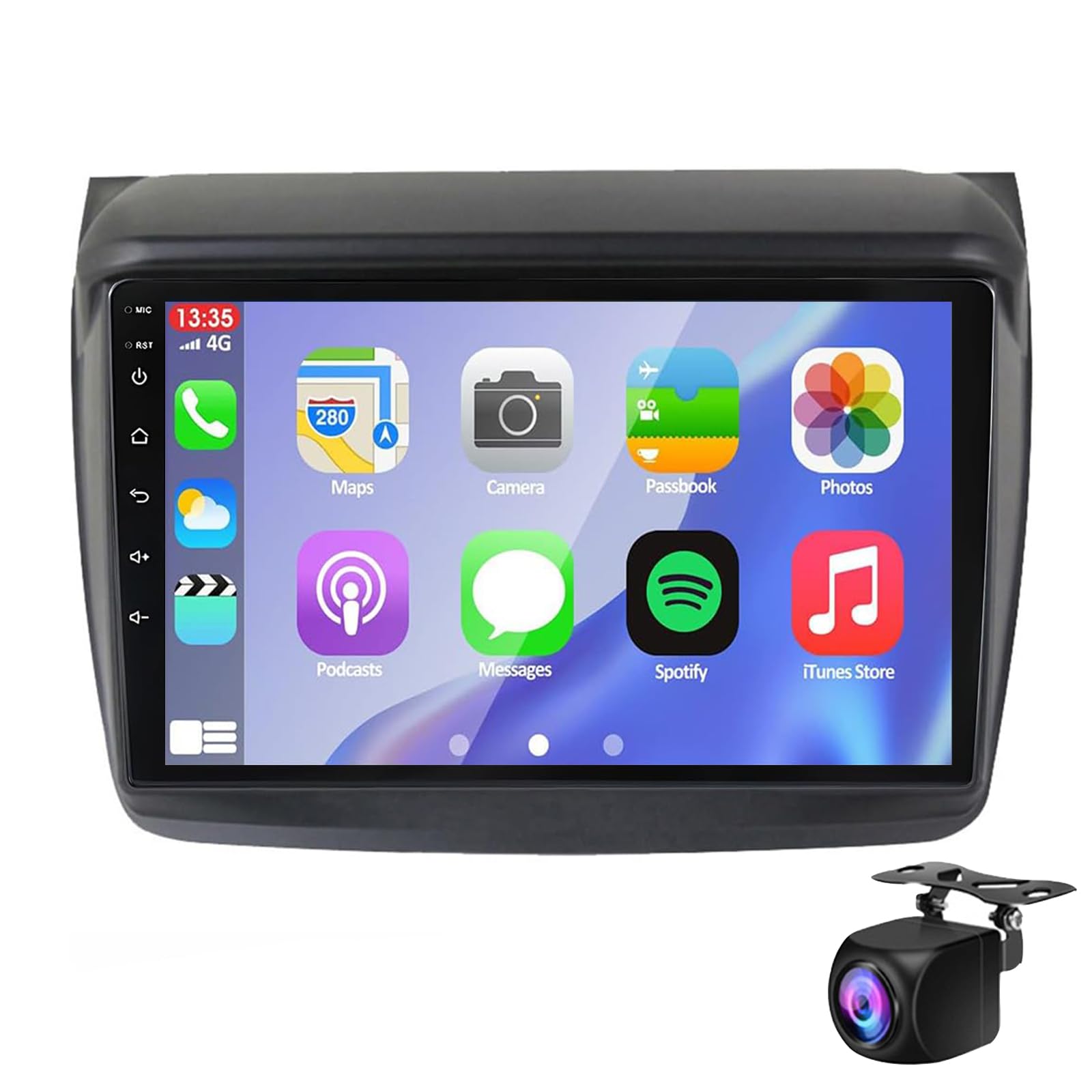 Autoradio Radio Für Mi-tsubishi L200 2008-2016 Mit Carplay Android 14 Doppel DIN Mit 10 Zoll Touchscreen Auto GPS Navigator, Mit Bluetooth WiFi FM/RDS SWC Mic AHD Rückfahrkamera Stereo(Size:M700S) von Keoaiob