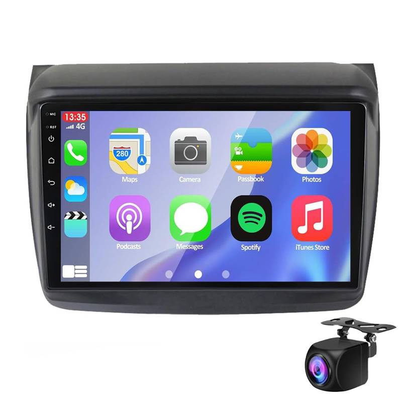 Autoradio Radio Für Mi-tsubishi L200 2008-2016 Mit Carplay Android 14 Doppel DIN Mit 10 Zoll Touchscreen Auto GPS Navigator, Mit Bluetooth WiFi FM/RDS SWC Mic AHD Rückfahrkamera Stereo(Size:M700S) von Keoaiob