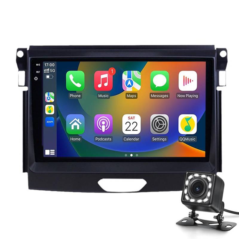 Für Ford Ranger 2016 2017 2018 2019 Autoradio Android Auto-Bildschirm Mit PS-Navigation, 9-Zoll-IPS-Carplay-Bildschirm Mit Rückfahrkamera Auto-Audio-Empfänger Mit Bluetooth FM(Size:8G+256G 2K) von Keoaiob
