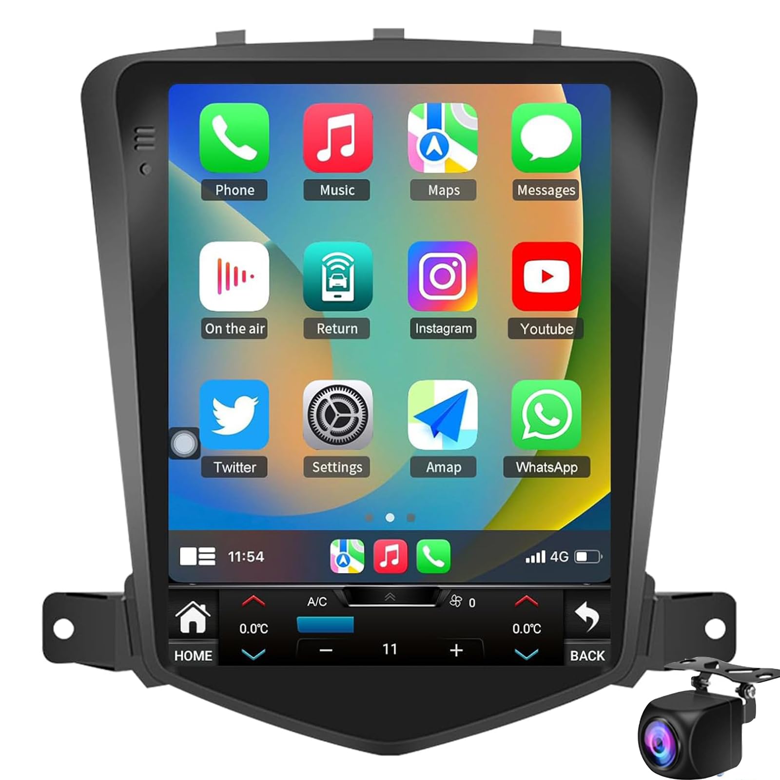 Keoaiob 5G WiFi Autoradio Für Ch-evrolet Chevy Cruze 2009-2015, 10,4-Zoll-GPS-Navigation Autoradio Im Tesla-Stil IPS-Touchscreen Kabelloses CarPlay Android Auto-GPS FM SWC(Color:8-Core 8+128G) von Keoaiob