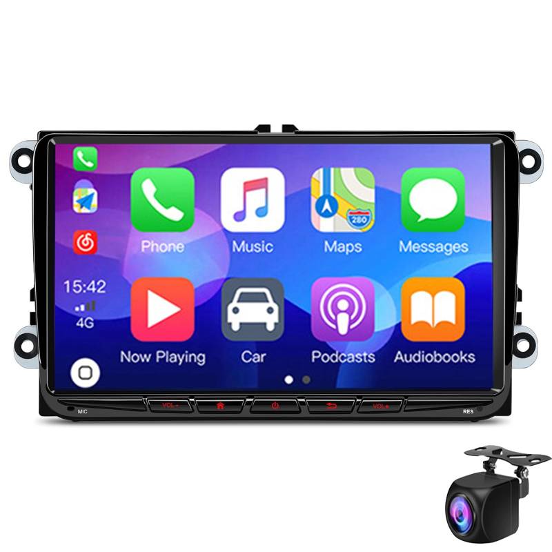 Keoaiob 9" Android Autoradio Für V-W Candy Golf Jetta Passat Polo Skoda Sitz IPS-Bildschirm Mit Wireless CarPlay Android Auto Mirror Link GPS-Navigation Bluetooth WiFi Optional DAB(Size:M700S) von Keoaiob