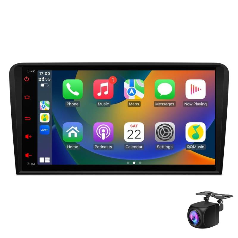 Keoaiob 9" Android Autoradio Radio Player Für A3 8P S3 8P RS3 Sportback, Eingebauter IPS-Bildschirm DSP 4G Wireless CarAuto Play GPS Navigation Bluetooth WiFi MirrorLink Siri FM Aux USB(Size:M100S) von Keoaiob