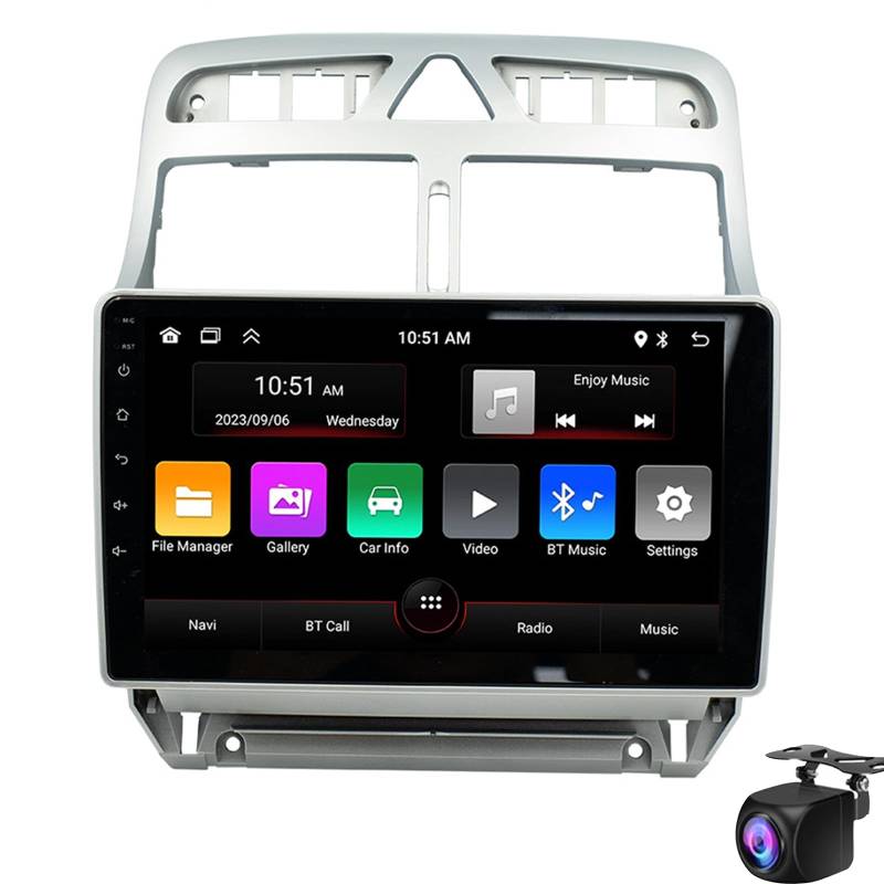 Keoaiob 9 Zoll Android Tragbares Auto-Stereo Für Pe-ugeot 307 2007-2013 GPS Carplay Radio Android Auto Screen Spiegelende Bluetooth-Touchscreen WiFi Am/fm RDS USB SWC Lenkradsteuerung(Size:M800S) von Keoaiob