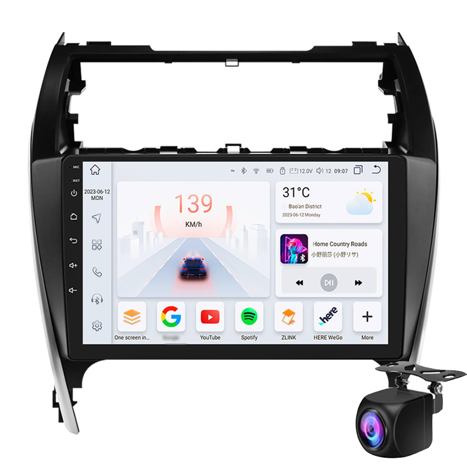 Keoaiob Android 10 Zoll Touchscreen Autoradio Stereo Für to-yota Camry 2012-2014 Mit Carplay Android Auto GPS Navigation Mit BT WiFi USB Mirror Link FM Auto Parts 1080P Rückfahrkamera(Size:M200S) von Keoaiob