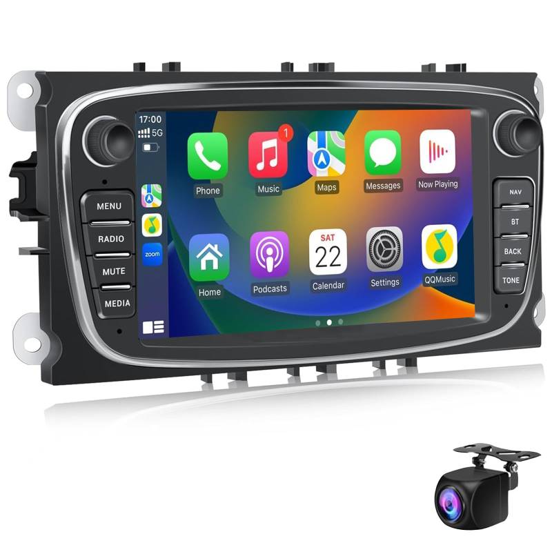 Keoaiob Android 14 Autoradio Für F-ord Focus Mondeo S-Max C-Max Galaxy, 7" Touchscreen Bluetooth Autoradio Mit Mirror Link GPS Navigation WiFi FM RDS Rückfahrkamera(Size:M150CP) von Keoaiob