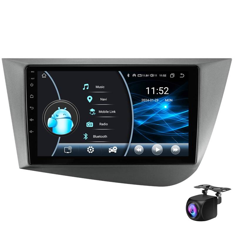 Keoaiob Android 14 Autoradio Für Seat Leon 2 MK2 2005-2012 Mit 9 Zoll Touchscreen Carplay Android Auto Hi-Fi Audio GPS WiFi Bluetooth FM/RDS Radio Rückfahrkamera(Size:M150S) von Keoaiob