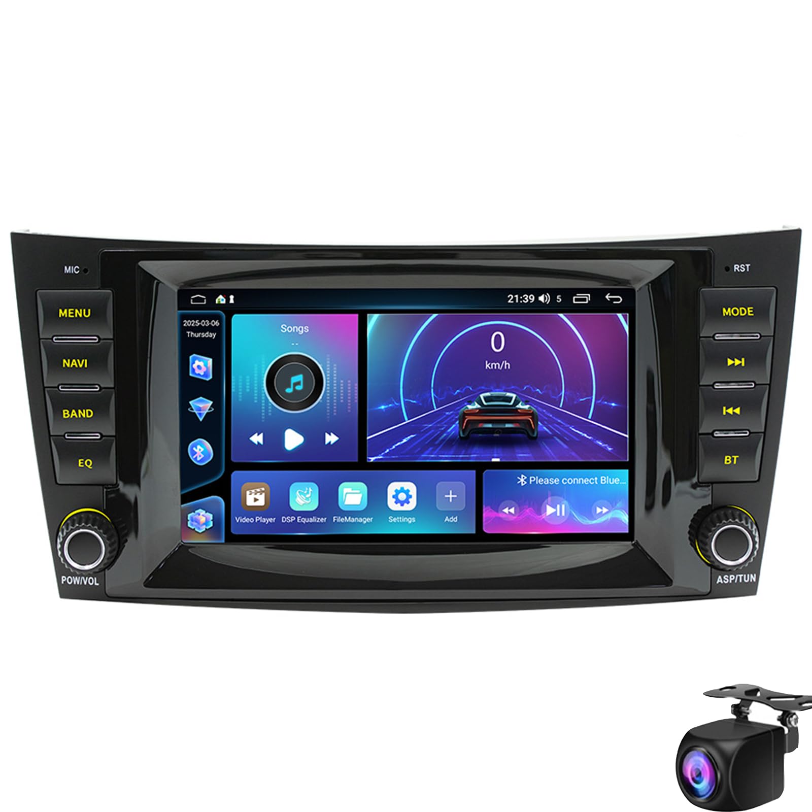 Keoaiob Android 14 Autoradio Für W211 1996-2007 Mit Wireless Phone Carplay Android Auto, 7" Touchscreen Autoradio Mit Bluetooth Sat Navi WiFi FM RDS 1080P Rückfahrkamera(Size:NF-2) von Keoaiob