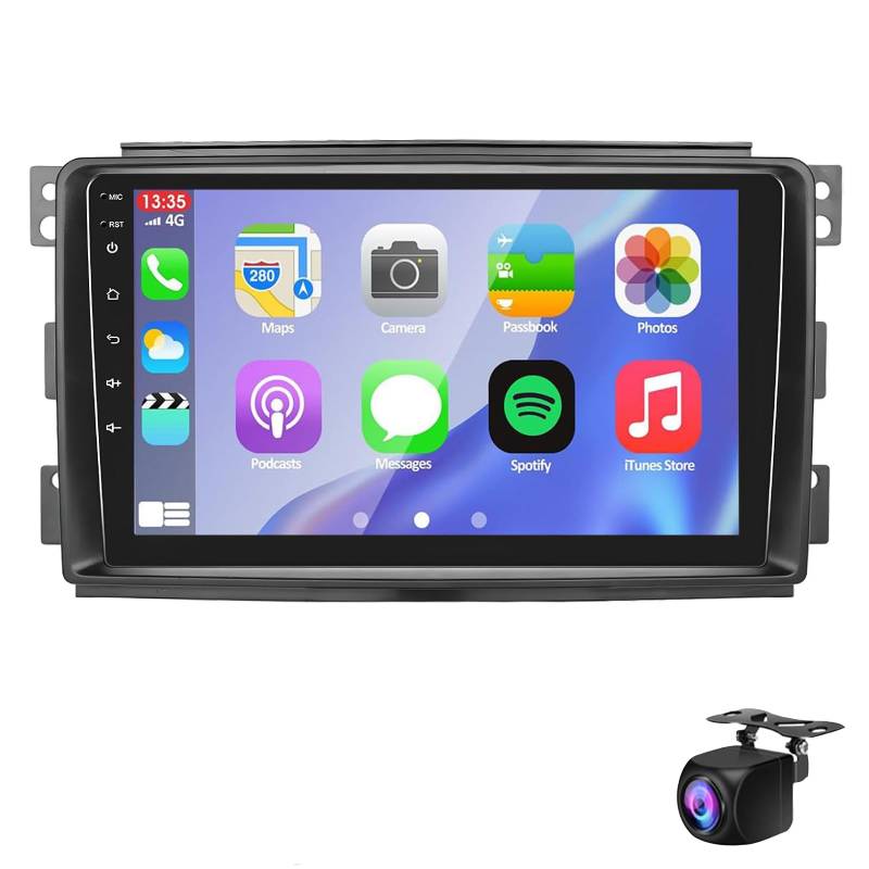 Keoaiob Android 14 Autoradio GPS Für Smart Fortwo 2005-2010 Mit 9 Zoll Bildschirm, 2 DIN Radio Mit Bluetooth RDS/FM Mirror Link Und USB Rückfahrkamera(Size:M150S) von Keoaiob