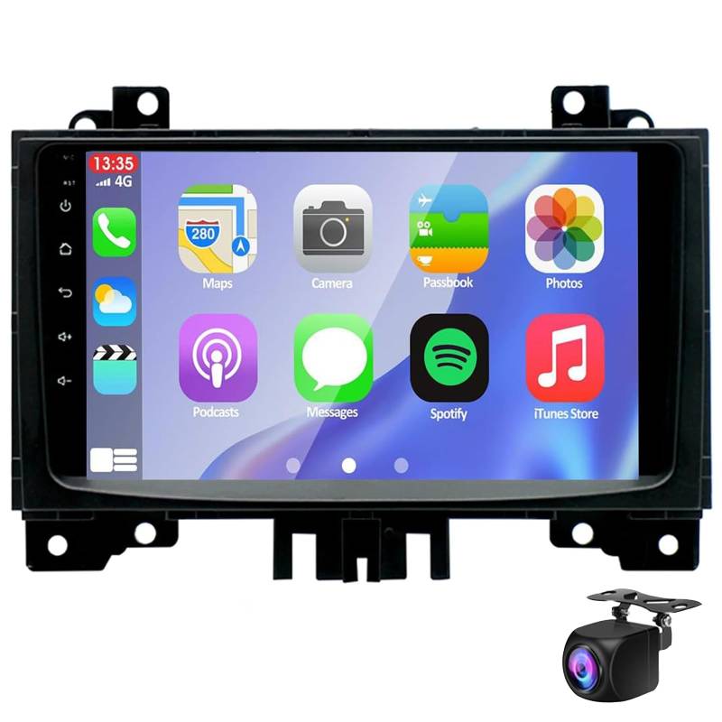 Keoaiob Android 14 Autoradio GPS Für Sprinter 2006-2017 Mit Carplay Android Auto Navigator, 2 DIN Radio 9 Zoll Bildschirm Mit Bluetooth Mirror Link WiFi/FM/RDS Rückfahrkamera(Size:M100S) von Keoaiob
