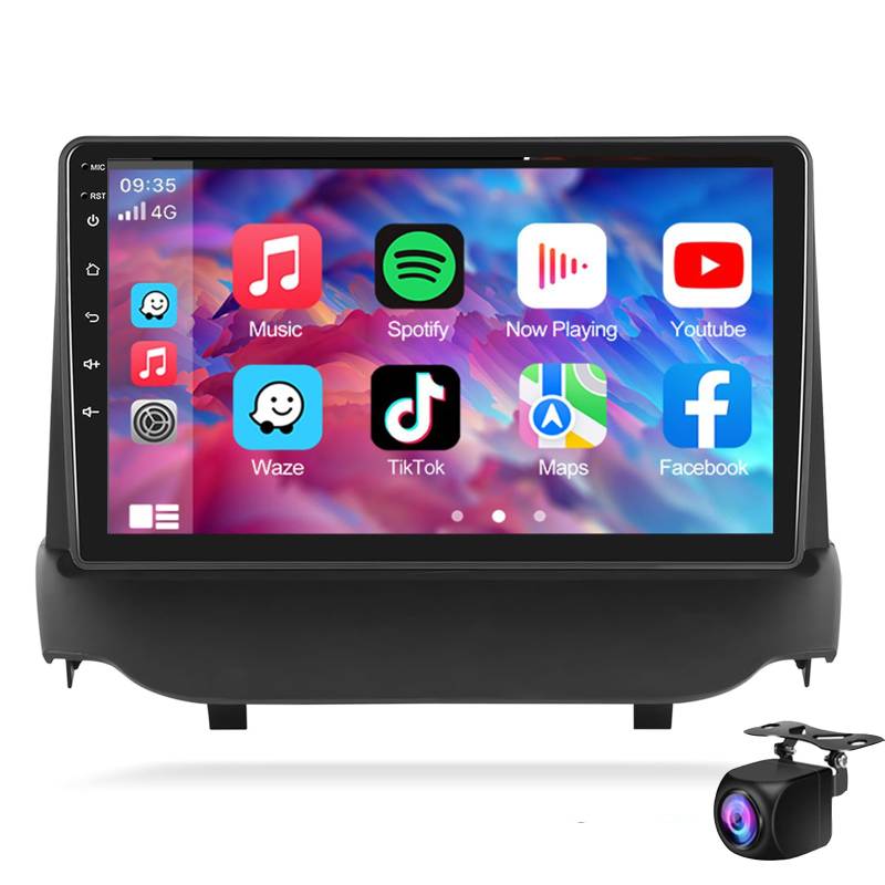 Keoaiob Android 14 Autoradio für F-ord Ecosport 2013-2017 mit Navi Carplay Android Auto, 9 Zoll Bildschirm 2 Din Stereo mit Bluetooth GPS Navi WiFi FM/RDS SWC Mic(Size:NF-6) von Keoaiob