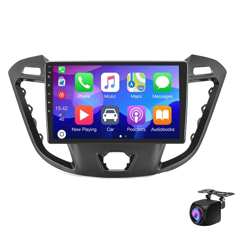 Keoaiob Android 14 Autoradio für F-ord Transit Custom Tourneo 2013-2021 mit DSP Wireless Carplay Android Auto, 9" Touchscreen Bluetooth Autoradio mit GPS WiFi FM/RDS Canbus Rückfahrkamera(Size:M100S) von Keoaiob