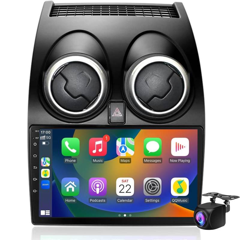 Keoaiob Android 14 Carplay Autoradio für NI-ssan Qashqai 2006-2013, 9 Zoll Touchscreen mit Carplay Android Auto Mirror Link Wetteranzeige SWC RSD DSP Bluetooth WiFi Rückfahrkamera(Size:NF-7) von Keoaiob