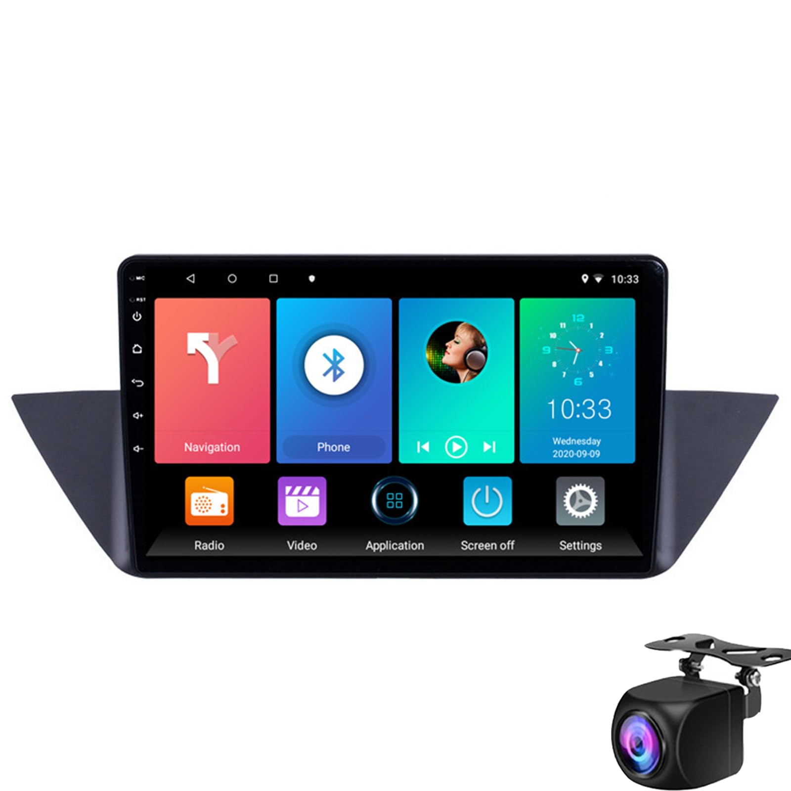 Keoaiob Android Autoradio Für X1 E84 2009–2013, Kabelloses Carplay Android Auto 9 Zoll Touchscreen-Autoradio Mit Mirror Link GPS-Navigation Bluetooth FM RDS WiFi Rückfahrkamera Mikrofon(Size:M400S) von Keoaiob