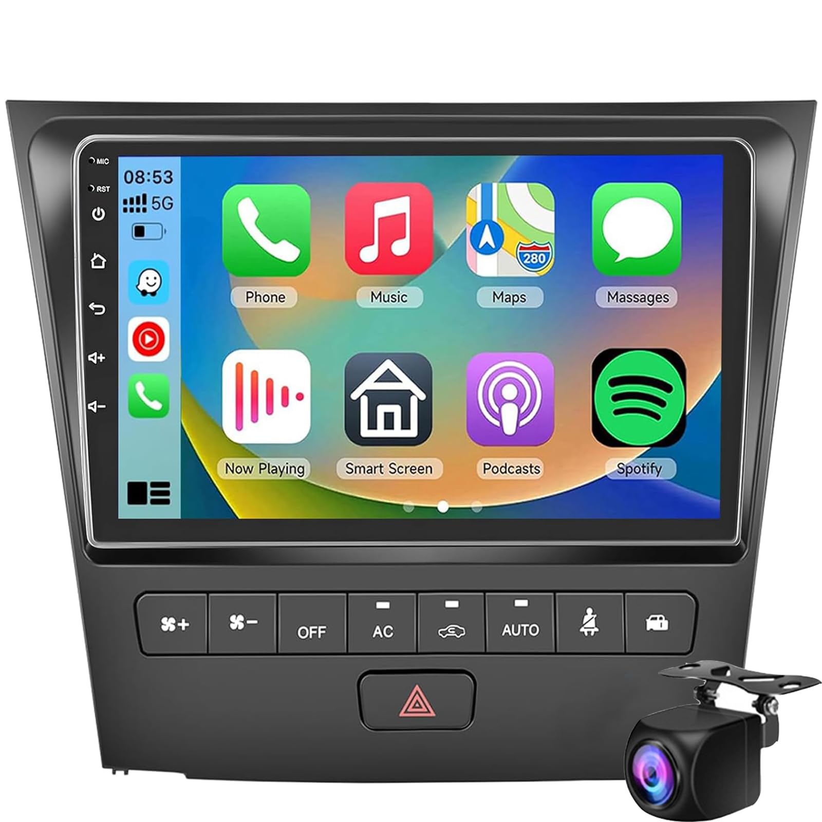 Keoaiob Android Car Stereo Für Le-xus Gs Gs300/350/400/430/450h/460 2004-2011 Radio, 9-Zoll-Touchscreen Car Radio Carplay Android Auto GPS Navigation WiFi Bluetooth Fm Backup-Kamera(Size:M400S) von Keoaiob