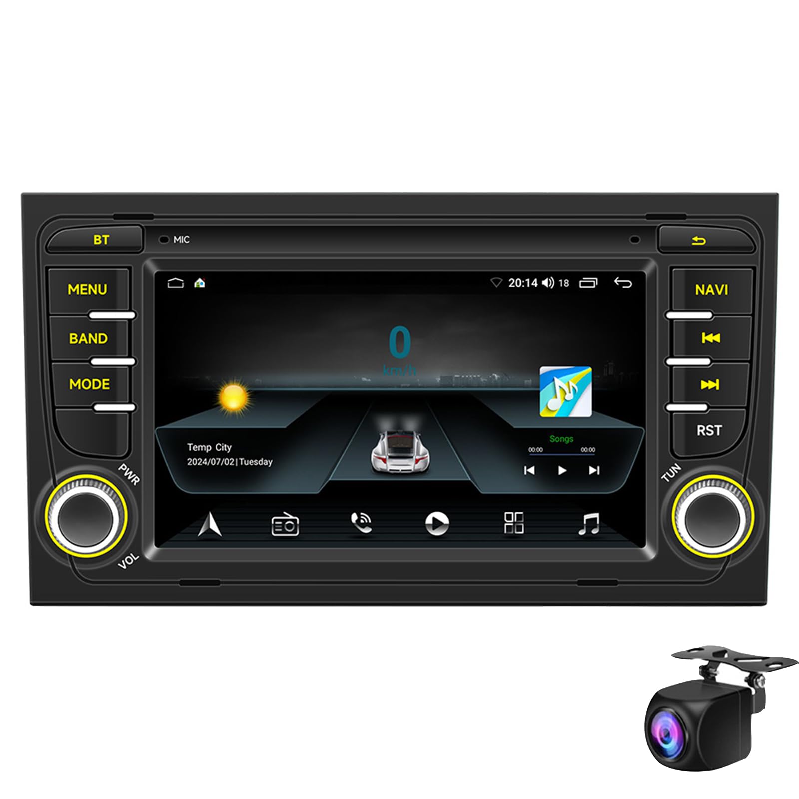 Keoaiob Android Car Stereo Radio Für A4 2000-2009 Mit GPS-Navigation, 7 Zoll Touchscreen Car Radio Mirror Link Bluetooth Fm RDS Eq SWC Ui Backup-Kamera+mikrofon(Size:M150CP) von Keoaiob