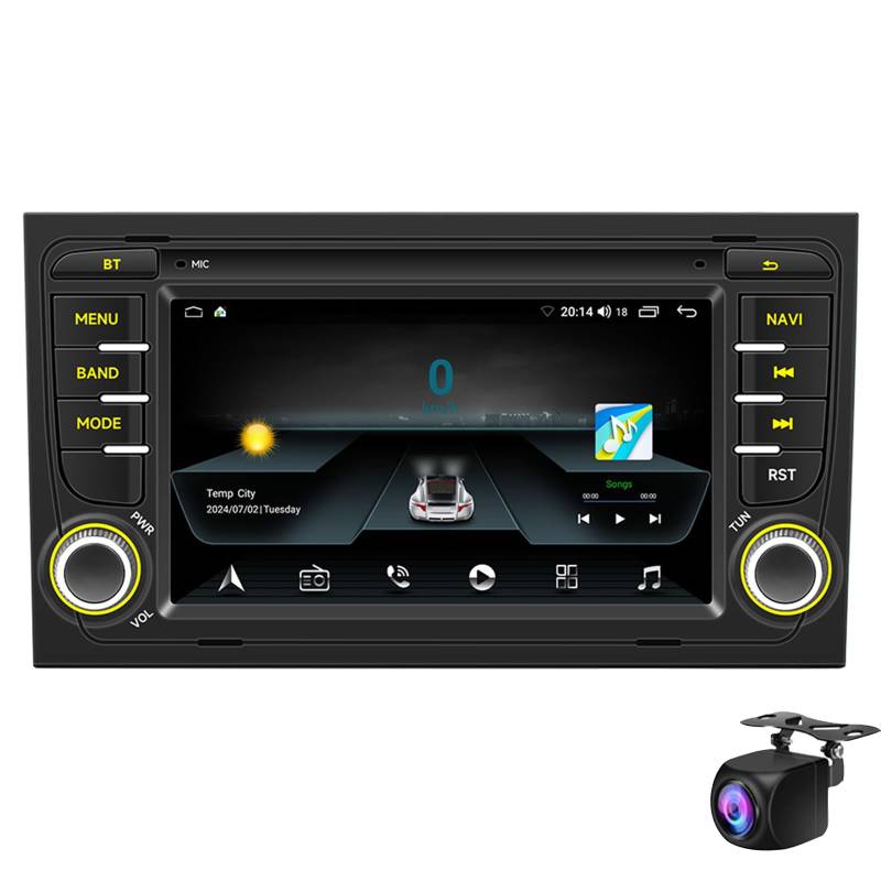 Keoaiob Android Car Stereo Radio Für A4 2000-2009 Mit GPS-Navigation, 7 Zoll Touchscreen Car Radio Mirror Link Bluetooth Fm RDS Eq SWC Ui Backup-Kamera+mikrofon(Size:M200S) von Keoaiob
