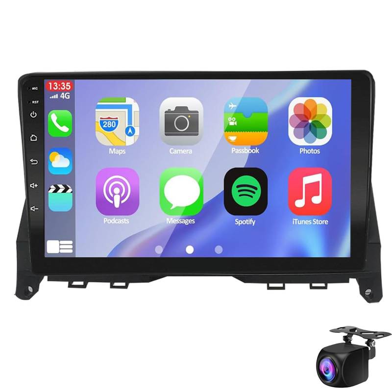 Keoaiob Android Carplay Radio Für Klasse C | W204 C200 C230 C250 C300 C350 2008-2010 NTG4.0 | 9-Zoll-Touchscreen-GPS-Navigation Lenkradsteuerung Bluetooth USB FM SWC Rückfahrkamera(Size:M700S) von Keoaiob