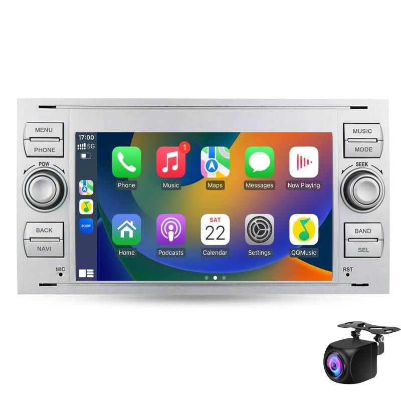 Keoaiob Autoradio Für F-ord C-Max Connect Fiesta Focus Kuga Transit Mondeo Galaxy Unterstützung 7 Zoll HD Radio Touchscreen Mit Wetteranzeige USB Bluetooth WiFi 4G LTE EQ DVR SWC RDS(Size:M200S) von Keoaiob