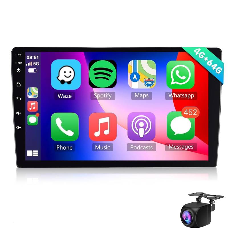 Keoaiob Autoradio Für Opel Corsa Astra Vectra Zafira Antara 2004-2010 Mit 9 Zoll Touchscreen Bluetooth Autoradio, Unterstützung FM/AM Radio MirrorLink SWC USB Mit Rückfahrkamera/Mikrofon(Size:M100S) von Keoaiob