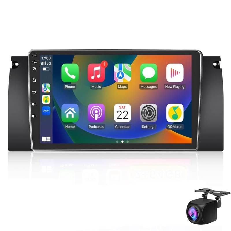 Keoaiob Autoradio Navi Für E39 1999-2005 Android 13 Wireless Carplay 9 Zoll Bildschirm Radio Mit Android Auto GPS WiFi Rückfahrkamera FM RDS DSP SWC Bluetooth MIC(Size:M150S) von Keoaiob