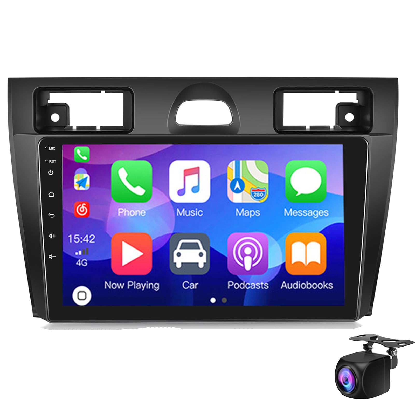 Keoaiob Autoradio für F-ord Fiesta Mk5 2002-2008, Android 14 Touchscreen Fiesta Stereo, Carplay/Android Auto mit Bluetooth GPS WiFi FM/RDS Rückfahrkamera(Size:M150S) von Keoaiob
