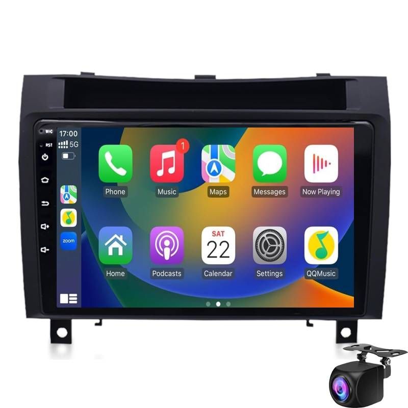 Keoaiob Autoradio für SLK Class R171 2004-2011 mit Carplay Android Auto Navi, Android 13 Autoradio mit 9 Zoll Bildschirm Bluetooth Mirror Link WiFi FM/RDS HiFi+Rückfahrkamera(Size:M150S) von Keoaiob