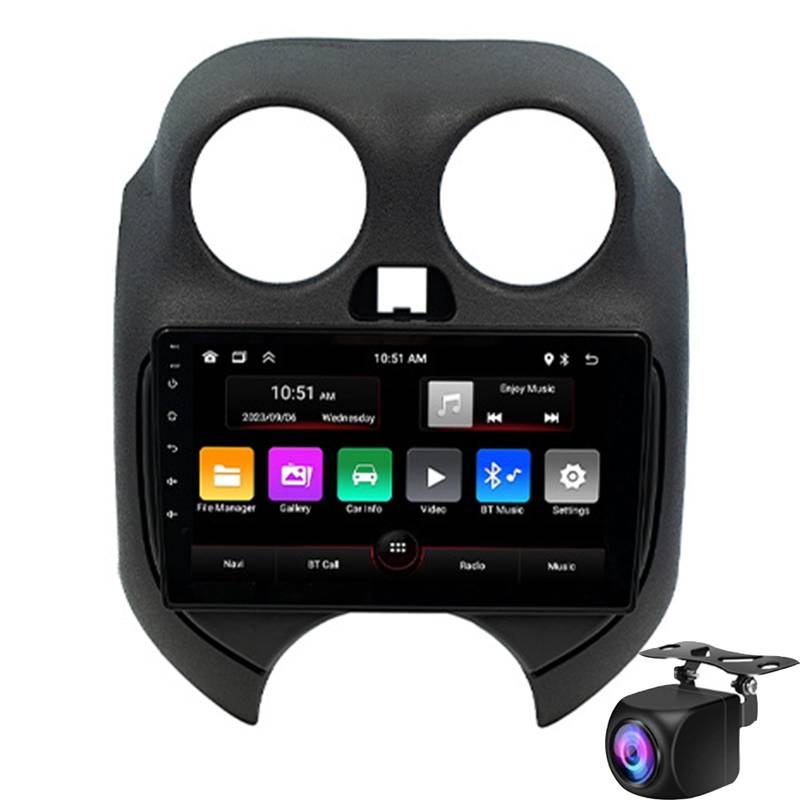 Keoaiob Car Stereo Für NI-sssan March Micra 2010~2013, Head Unit Mit Carplay Android Auto, 9 Zoll Hd-Touchscreen Mit Bluetooth5.0, GPS-Navigation WiFi Fm RDS HiFi Backup-Kamera Und SWC(Size:M100S) von Keoaiob