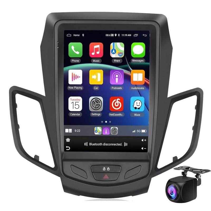 Keoaiob Für F-ord Fiesta MK7 2009-2016 Autoradio 9,7-Zoll-Touchscreen Carplay/Android Auto Android 14 GPS-Navigation Bluetooth WiFi Mirror Link Rückfahrkamera SWC-Mikrofon(Color:M700S) von Keoaiob