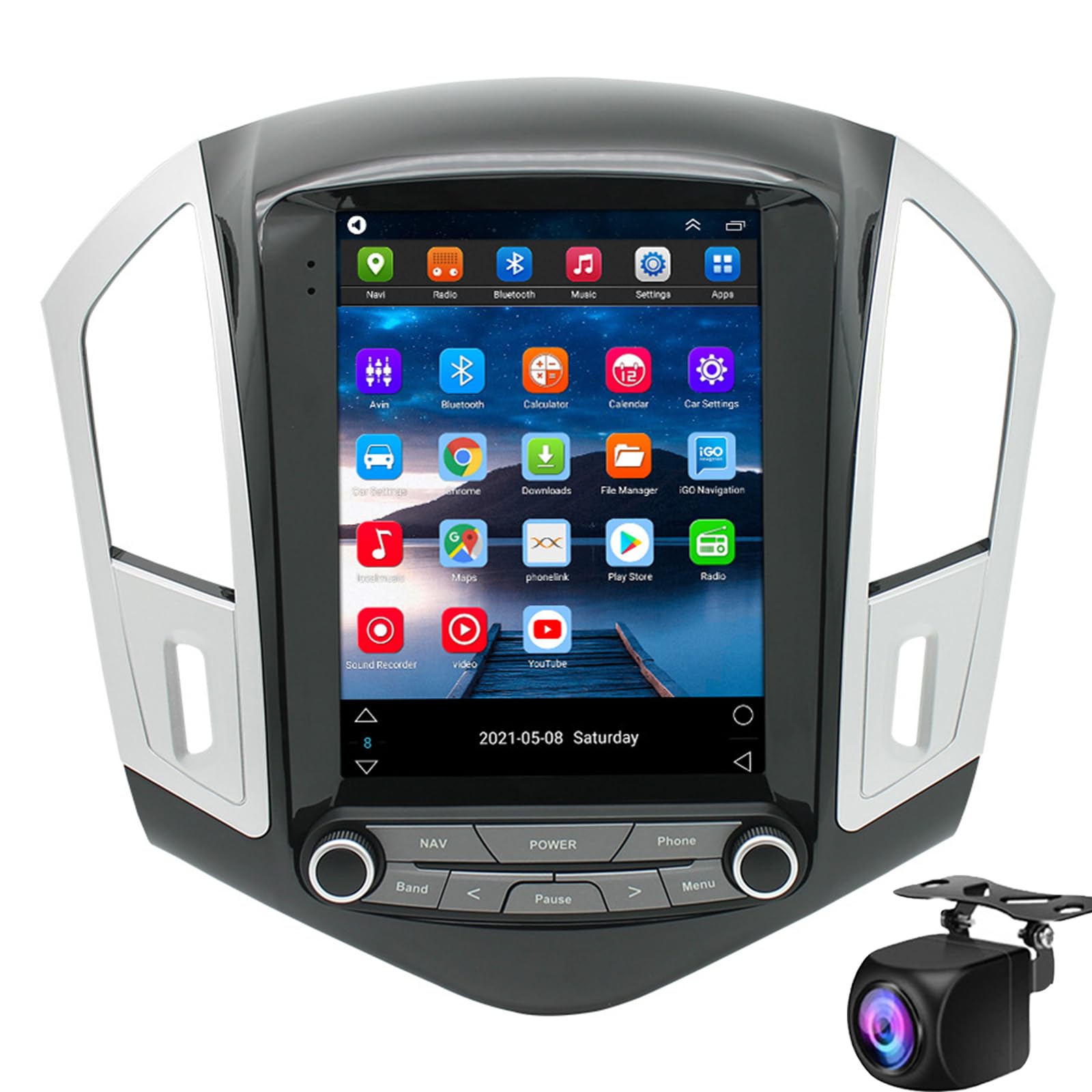 Tesla Style Auto CarPlay Android Auto Navigation Stereo Für Ch-evy Cruze 2012-2015 GPS Radio Rückfahrkamera 9,7" IPS Touchscreen WiFi Bluetooth USB Mirror Link FM Headunit Media Player(Color:M200S) von Keoaiob