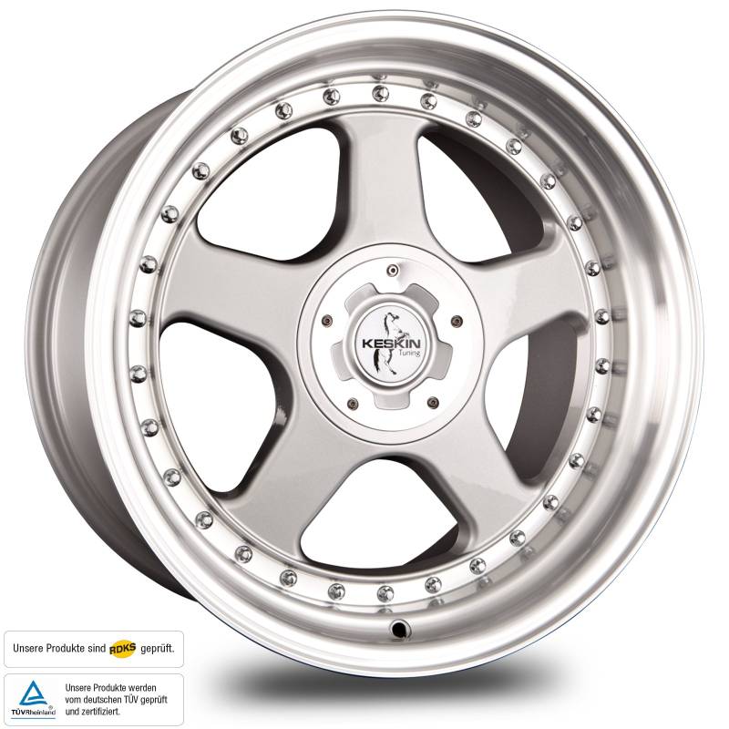 KESKIN KT1 SILVER LIP POLISH 8,5x17 ET20 5.00x100.00 Hub Hole 72.60 mm - Alu felgen von Keskin