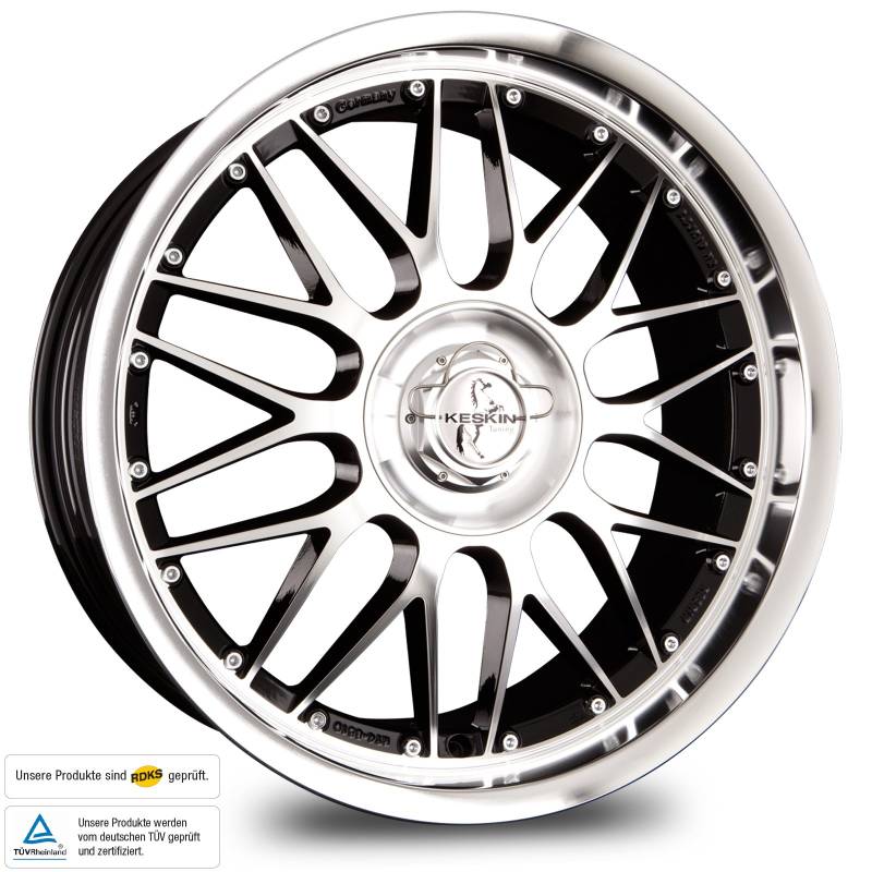 KESKIN KT4 BLACK FRONT POLISH 9,5x18 ET20 5.00x112.00 Hub Hole 76.90 mm - Alu felgen von Keskin