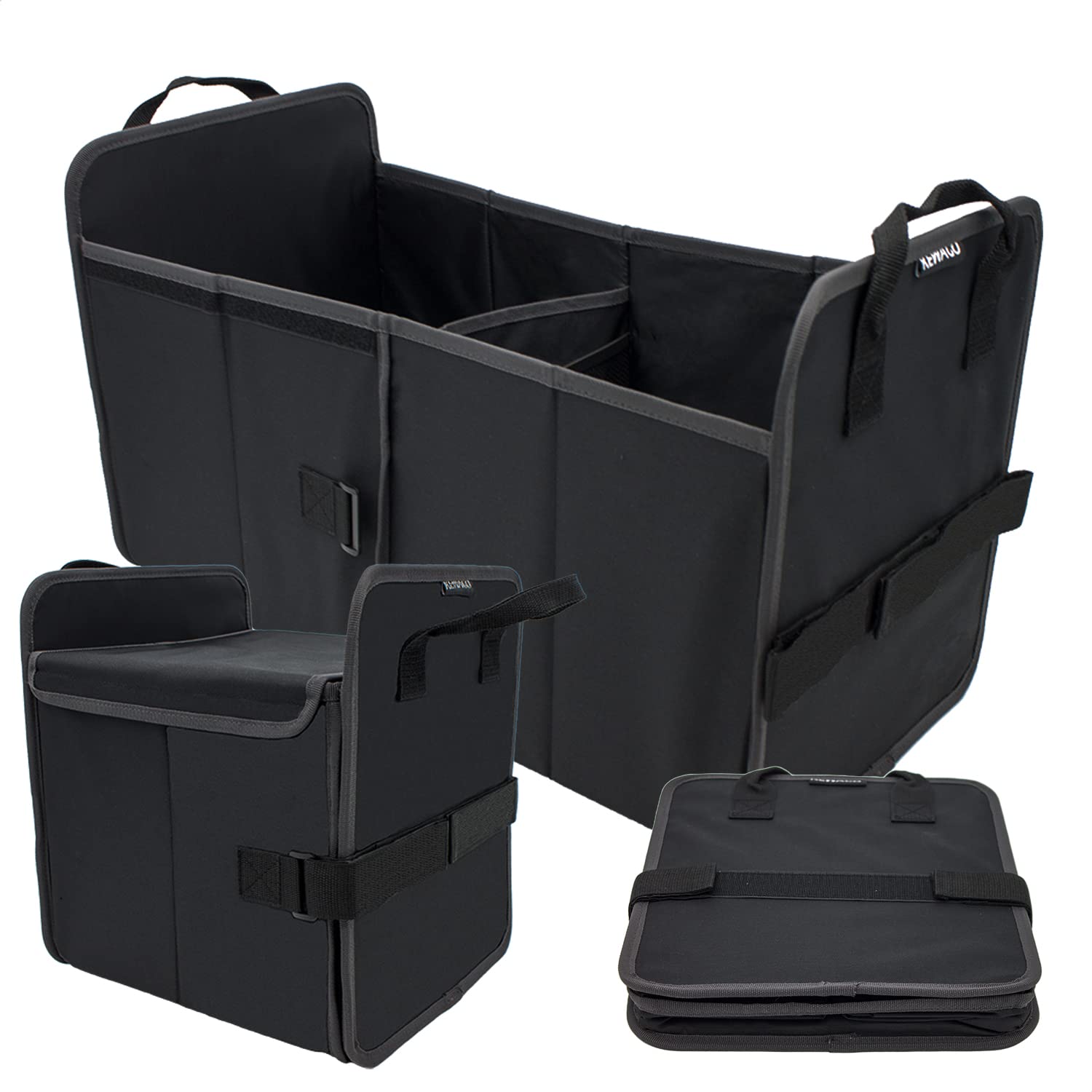 KEWAGO Kofferraumtasche, Kofferraum Organizer mit Deckel. Auto Box mit 2 in 1 Funktion. 20 oder 40 Liter Volumen. Auto Zubehör, Camping Box, Einkaufskorb Auto und Organisator in einem von Kewago