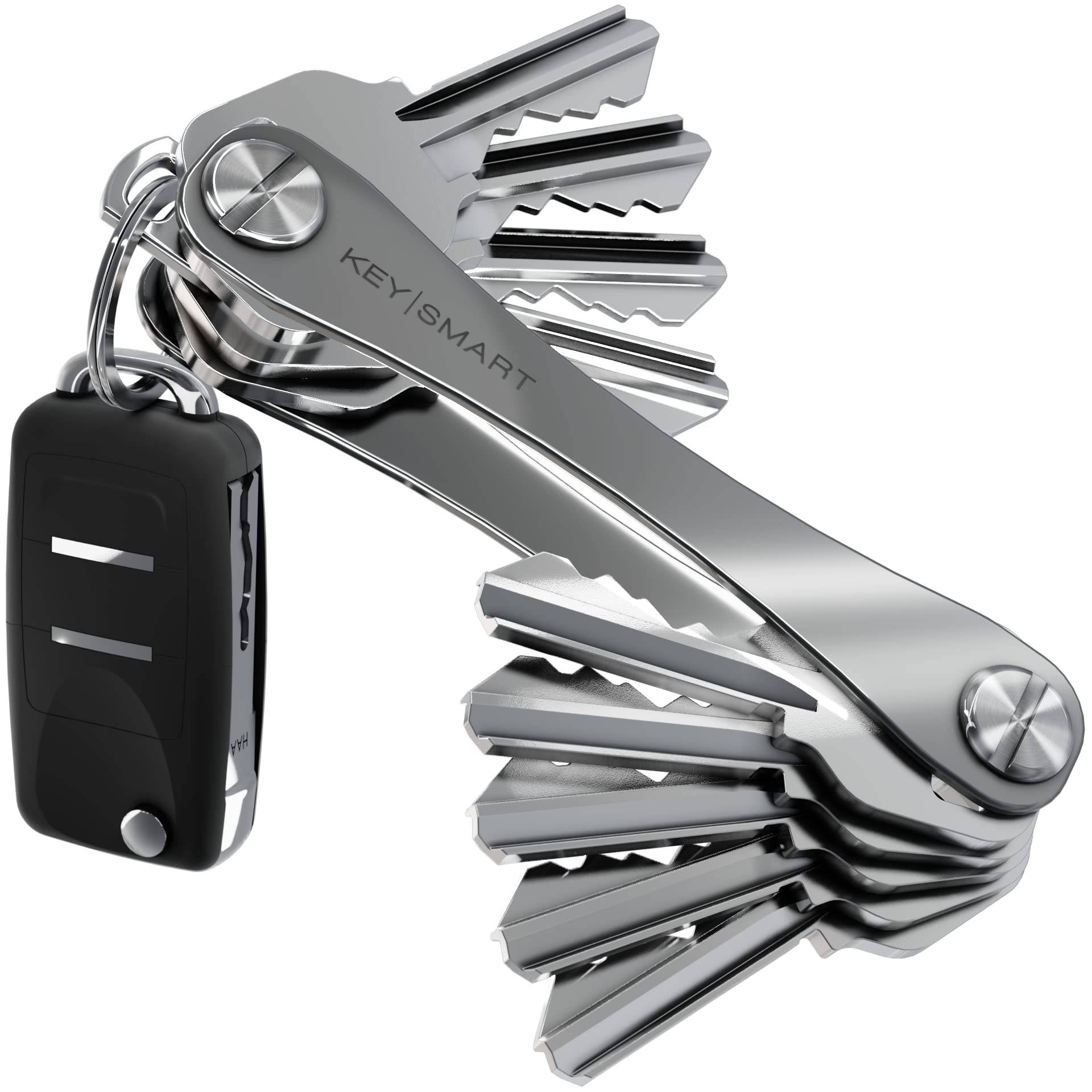 KeySmart - der kompakte Schüsselhalter und Anhänger-Organizer (bis zu 14 Schlüssel, Titan) von KeySmart