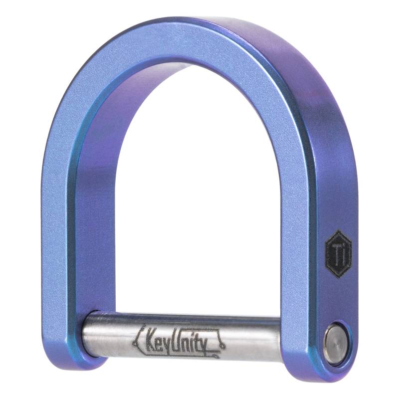 KeyUnity KA17 Titan D-Ring-Schlüsselschäkel, U-Form-Schlüsselring-Schraubverschluss für Autoanhänger, Schlüsselanhänger-Zubehör (Blau, L) von KeyUnity